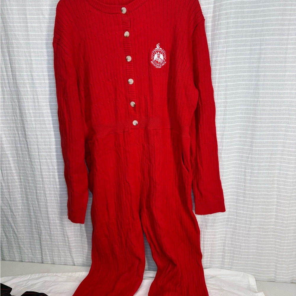 Delta Women’s Red Ribbed One-Piece Jumpsuit